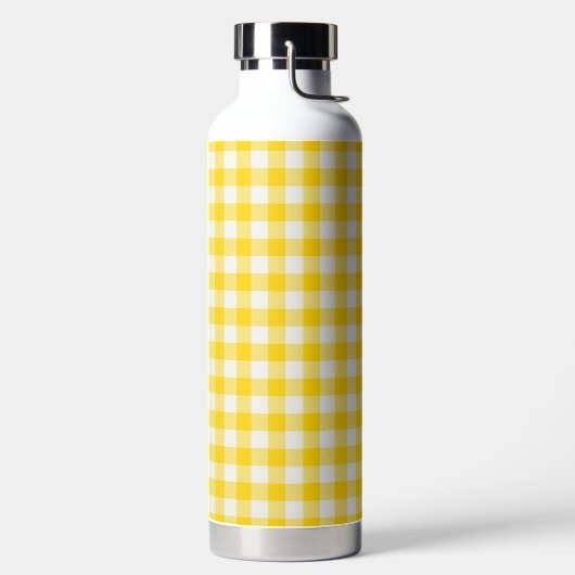 Yellow Plaid Pattern Water Bottle Trinkflasche (links)