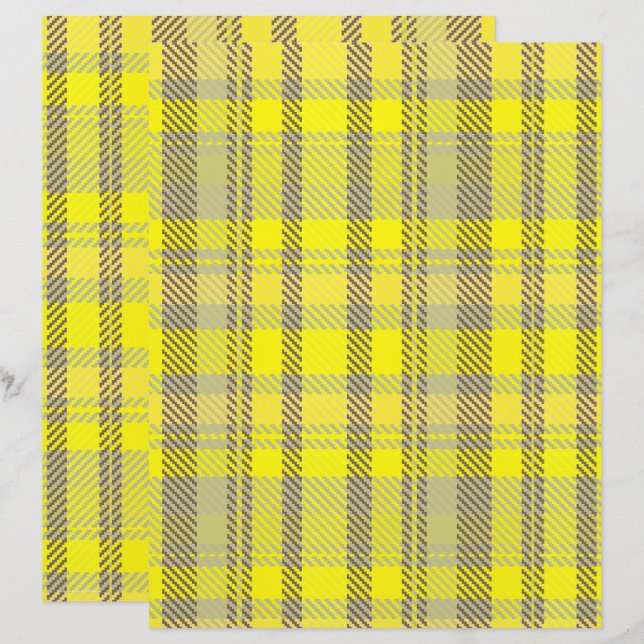 Yellow Plaid Scrapbook Paper 2-Sided Page (Vorne/Hinten)