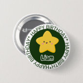 Yellow Playful Star Birthday Anpassbare Taste Button (Vorne & Hinten)