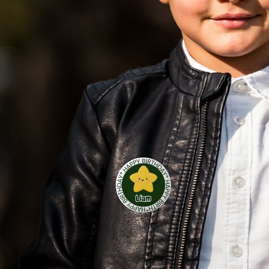 Yellow Playful Star Birthday Anpassbare Taste Button