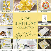 Yellow Playful Star Birthday Anpassbare Taste Button