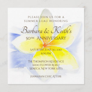 Yellow Plumeria 50-Jubiläumskarte Einladung