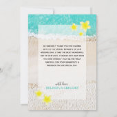 Yellow Plumeria Frangipani Tropical Beach Wedding Dankeskarte (Rückseite)