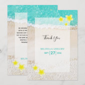 Yellow Plumeria Frangipani Tropical Beach Wedding Dankeskarte (Vorne/Hinten)
