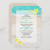 Yellow Plumeria Frangipani Tropical Beach Wedding Einladung (Vorne/Hinten)