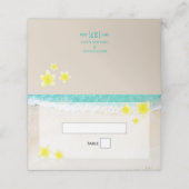 Yellow Plumeria Frangipani Tropical Beach Wedding Platzkarte (Außenseite Aufgefaltet)