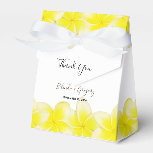 Yellow Plumeria Frangipani Wedding Geschenkschachtel (Vorderseite)