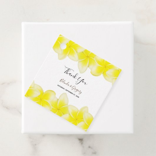 Yellow Plumeria Frangipani Wedding Gift Geschenkanhänger (Beispiel)