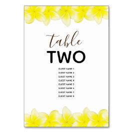 Yellow Plumeria Frangipani Wedding Guest Names Tischnummer