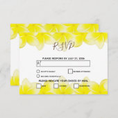 Yellow Plumeria Frangipani Wedding RSVP Cards (Vorne/Hinten)