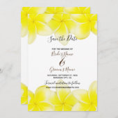 Yellow Plumeria Frangipani Wedding Save the Date (Vorne/Hinten)