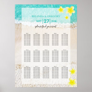 Yellow Plumeria Frangipani Wedding Seating Chart Poster