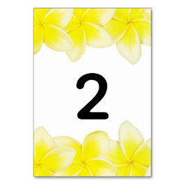 Yellow Plumeria Frangipani Wedding Tischnummer