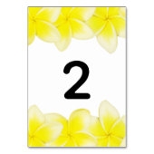 Yellow Plumeria Frangipani Wedding Tischnummer (Vorderseite)