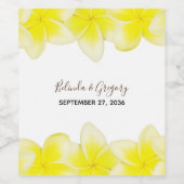Yellow Plumeria Frangipani Wedding Weinetikett (Einzelnes Label)