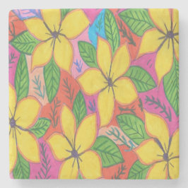 Yellow Plumeria Garden Steinuntersetzer