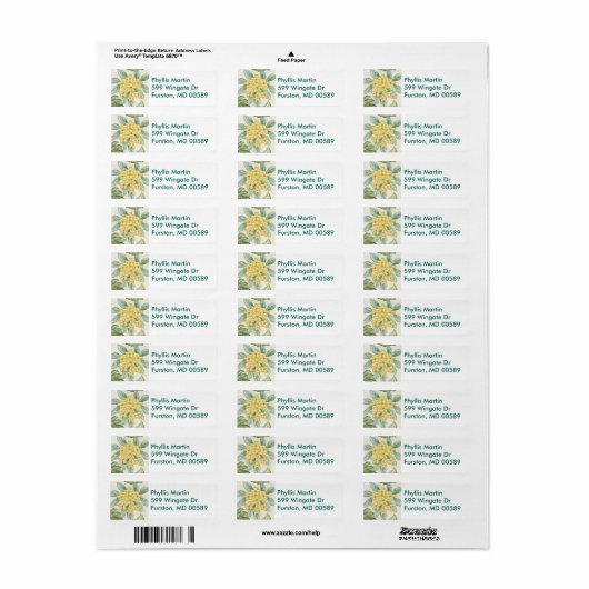 Yellow Plumeria return address label (Vorne)