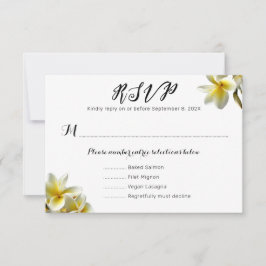 Yellow Plumeria Wedding Menu Cards Einladung