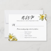 Yellow Plumeria Wedding Menu Cards