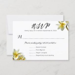 Yellow Plumeria Wedding Menu Cards Einladung