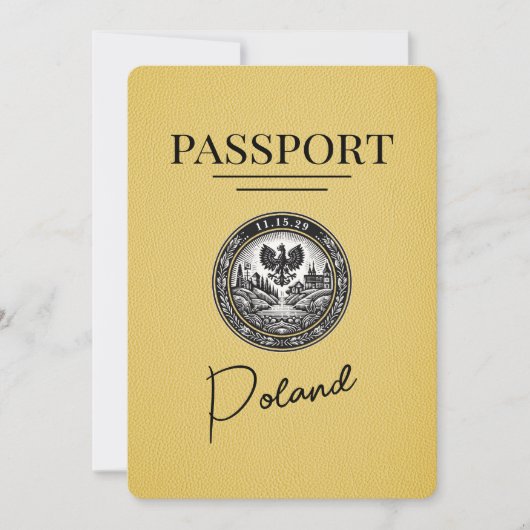Yellow Poland Passport Save the Date (Vorderseite)