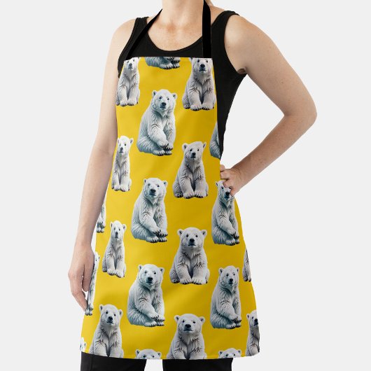 Yellow Polar Bear Pattern Design  Schürze
