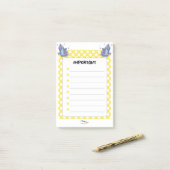 Yellow Polka Dot and Diamonds WICHTIG Post-it Klebezettel (Auf Schreibtisch)