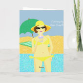 Yellow polka dot bikini Beach Geburtshaus Karte (Rückseite)