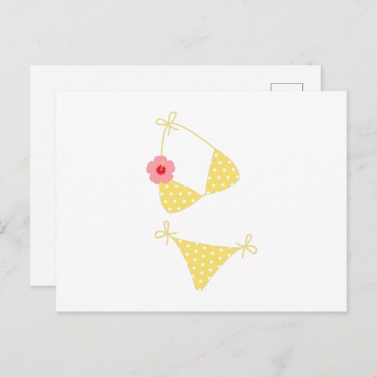 Yellow Polka Dot Bikini Postkarte (Vorne/Hinten)