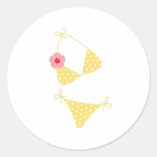 Yellow Polka Dot Bikini Runder Aufkleber (Vorderseite)
