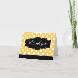 Yellow Polka Dot Black Frame Danke Karte