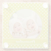 Yellow Polka Dot Custom Foto Personalize Glasuntersetzer (Rückseite)