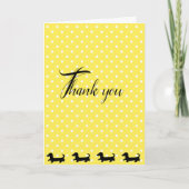 Yellow Polka Dot Dackel Danke Karte (Vorderseite)