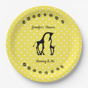 Yellow Polka Dot Giraffe Baby Dusche Teller