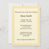 Yellow Polka Dot Lace Heart Baby Dusche Einladung (Rückseite)