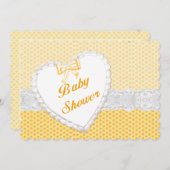 Yellow Polka Dot Lace Heart Baby Dusche Einladung (Vorne/Hinten)