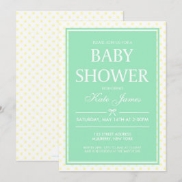 Yellow Polka Dot & Mint Baby Dusche Einladung