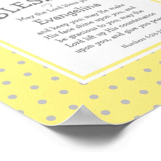 Yellow Polka Dot Name Sessing Kinderzimmer Poster (Ecke)