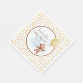 Yellow Polka Dot Teddy Bear Balloon Babydusche Serviette (Ecke)