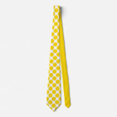 Yellow Polka Dots on White Custom Necktie Krawatte (Vorderseite)