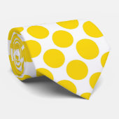 Yellow Polka Dots on White Custom Necktie Krawatte (Gerollt)