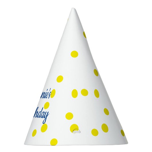 Yellow Polka Dots Patterns Monogramme 3. Geburtsta Partyhütchen (Rechts)