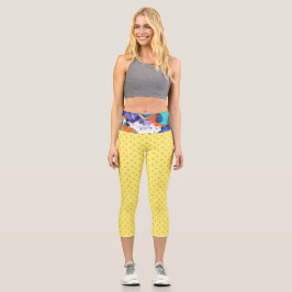 Yellow Polka dots RUPYDETEQUILA Capri Leggings