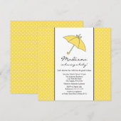Yellow Polka Dots Umbrella Babydusche Einladung (Vorne/Hinten)