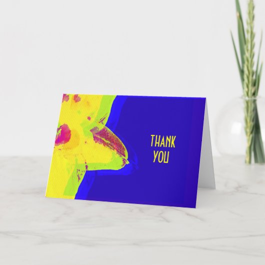 Yellow Pop Art Daffodil Danke Note Card (Vorderseite)