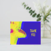 Yellow Pop Art Daffodil Danke Postcard Postkarte (Stehend Vorderseite)