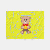 Yellow Popcorn Anime Teddy Bear Fleecedecke (Vorderseite (Horizontal))