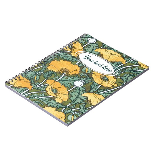 Yellow Poppe Dein Text im Jugendstil Notizblock (Linke Seite)