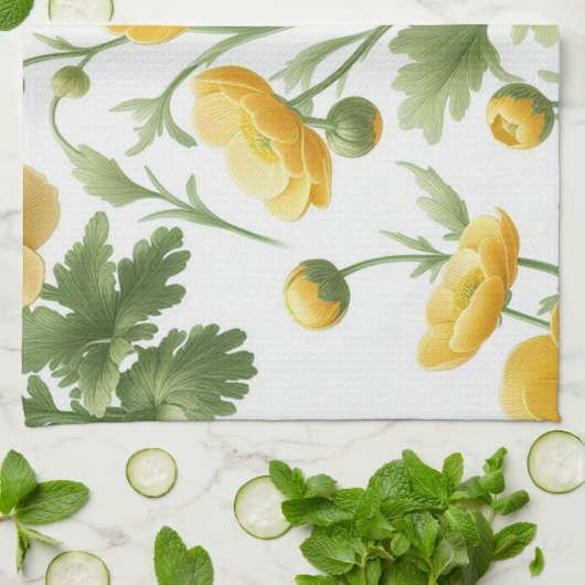 Yellow Poppies kitchen towel Geschirrtuch (Gefaltet)
