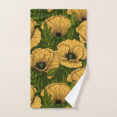 Yellow poppies on dark green badhandtuch set (Handtuch)